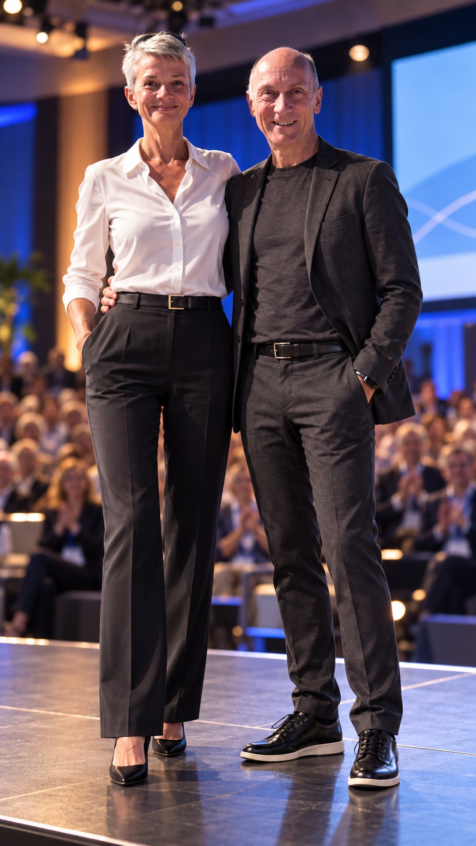 Andrea und Ralf gemeinsam auf einer Konferenzbühne